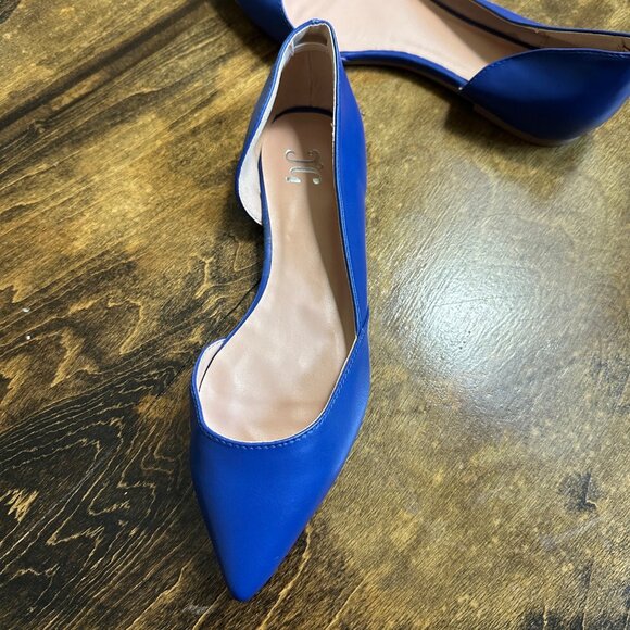 Womens Blue Pointed-Toe DOrsay Flats With Faux Leather Upper 8 - Picture 7 of 11